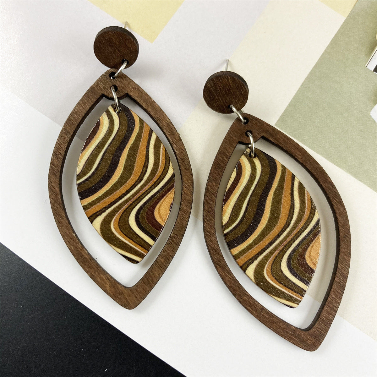 Wholesale Bohemian Vintage Wooden Earrings ACC-ES-FX017
