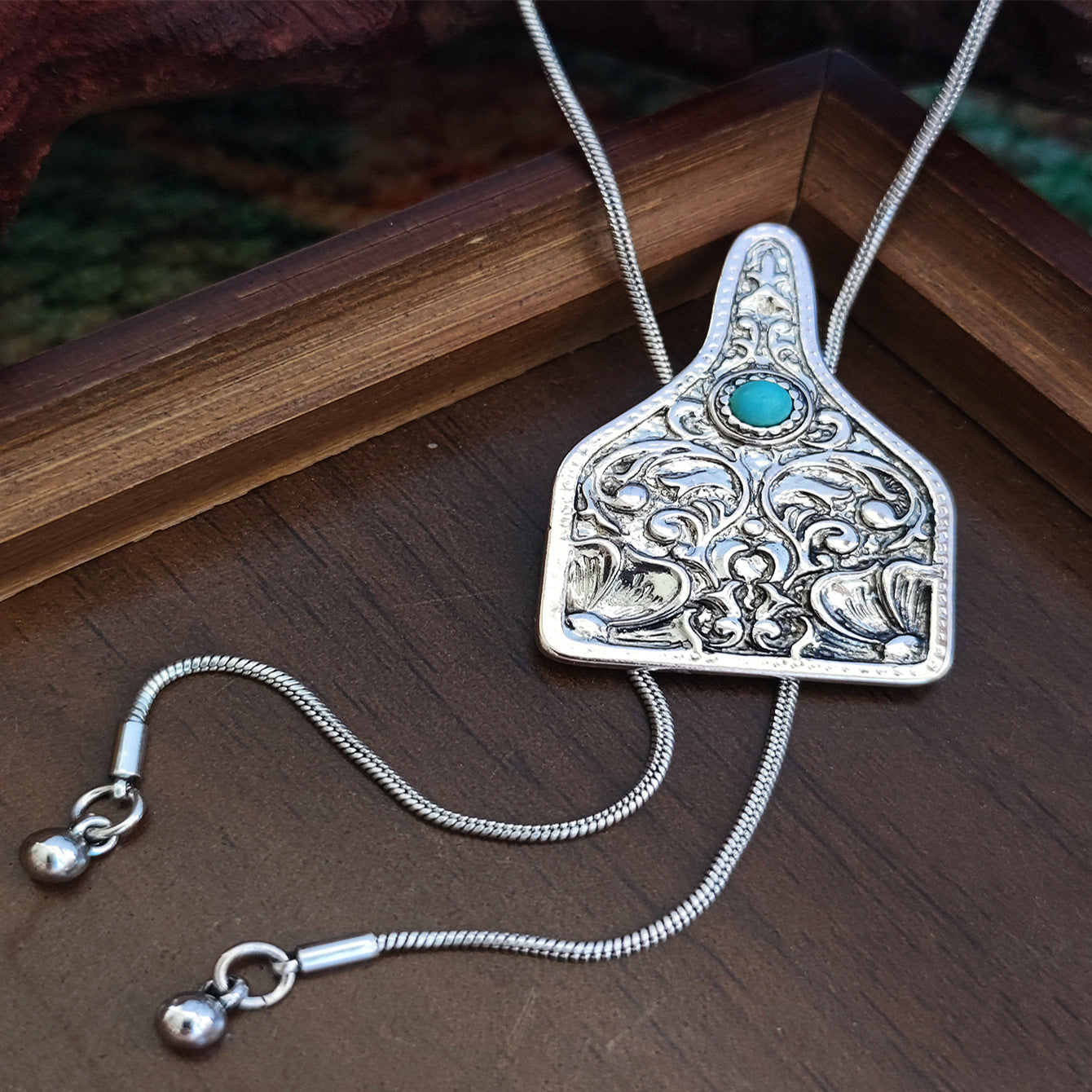 Wholesale Women S Turquoise Necklace Zinc Alloy Adjustable Chain Retro Bohemian Ethnic Style Jewelry Accessory