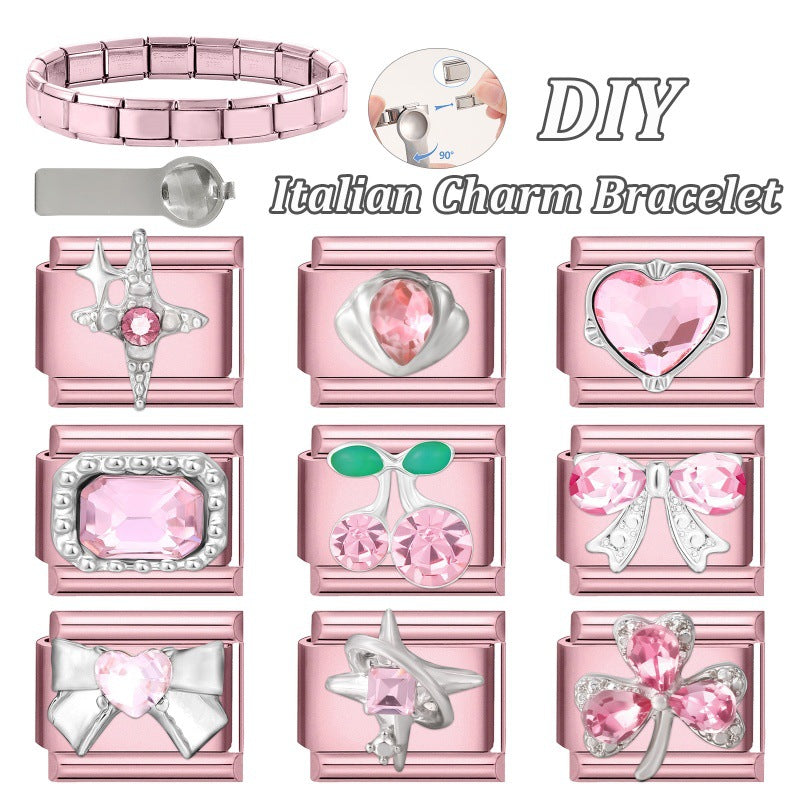 Wholesale  9mm Italian Charm Starter Bracelets DIY square Single Section Creative Stainless Steel Composable Bracelet
