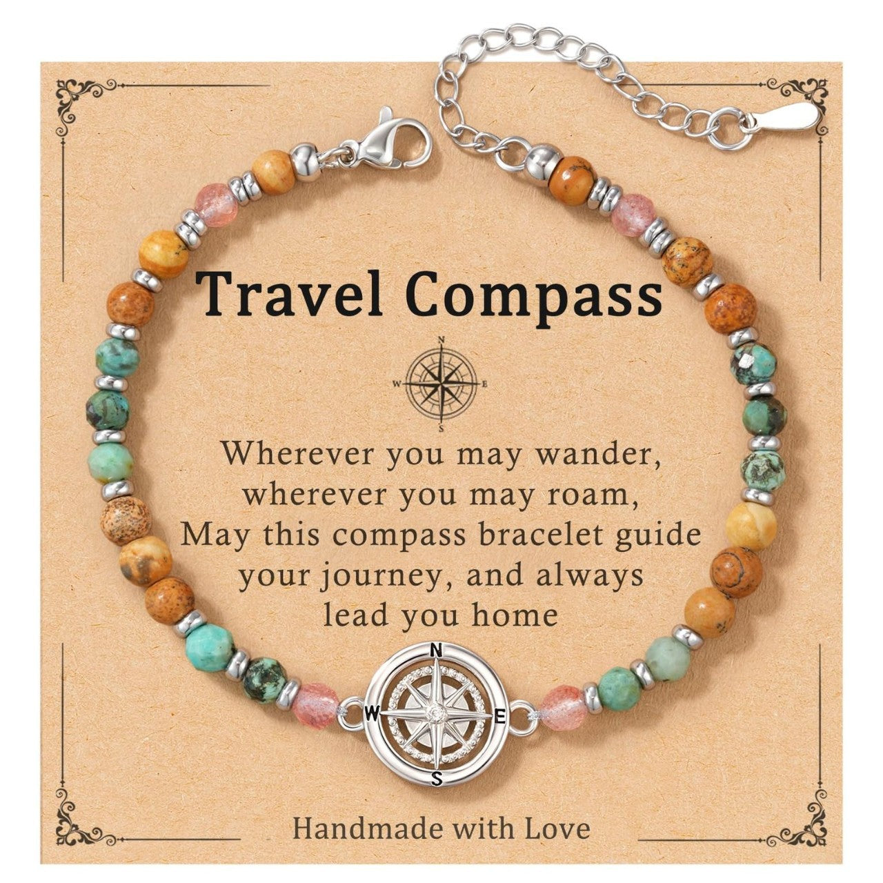 Wholesale Stainless Steel Retirement Gift 4mm Natural Stone Silver Beads Bracelet