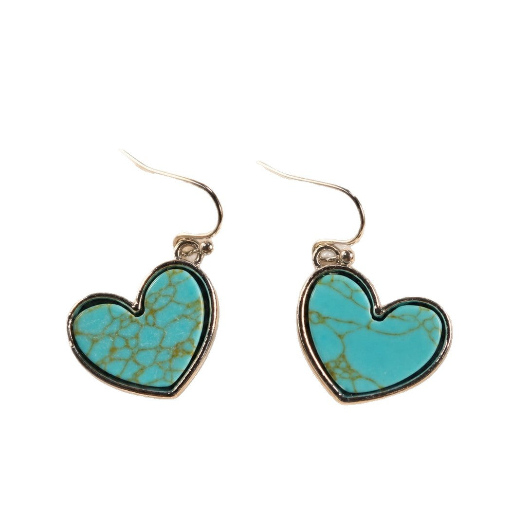Wholesale Retro Heart-Shaped Turquoise Earrings Fashion Jewelry Accessory for Women Gift