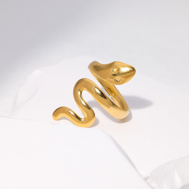Wholesale Snake Design Adjustable Stainless Steel Ring Unisex Everyday Jewelry Fashion Accessory Gift
