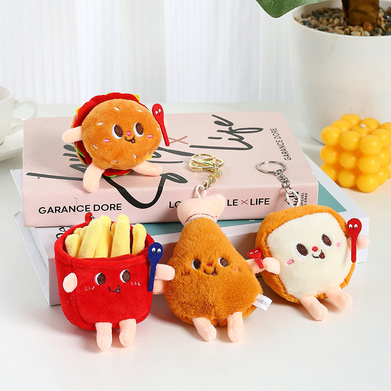 Wholesale Cartoon Chips Burger Hot Dog Plush Keychain ACC-KC-XiaW002