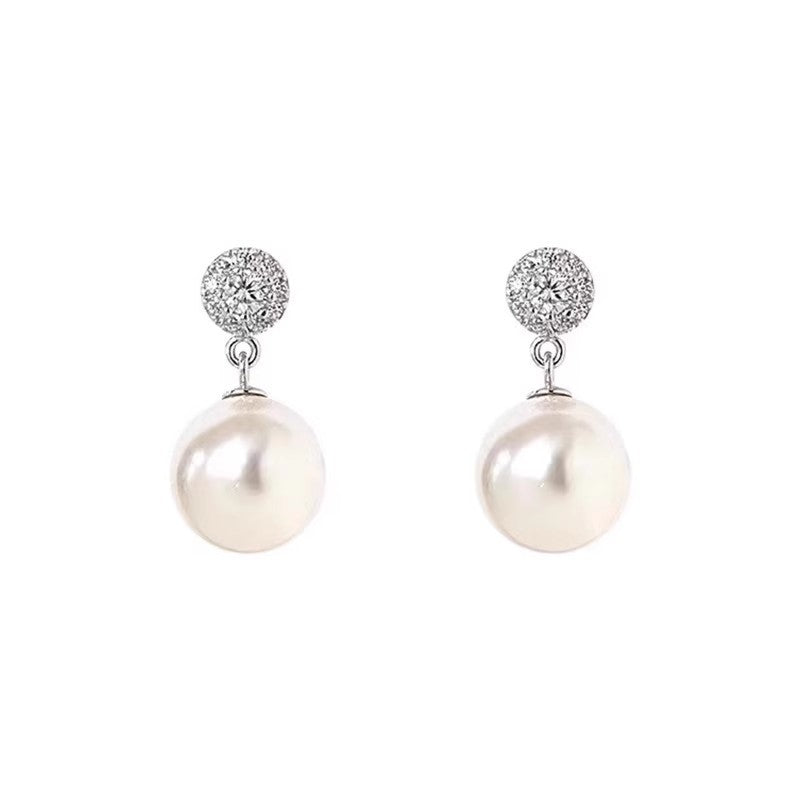 Wholesale pearl ear clip female  light luxury silver needle earrings