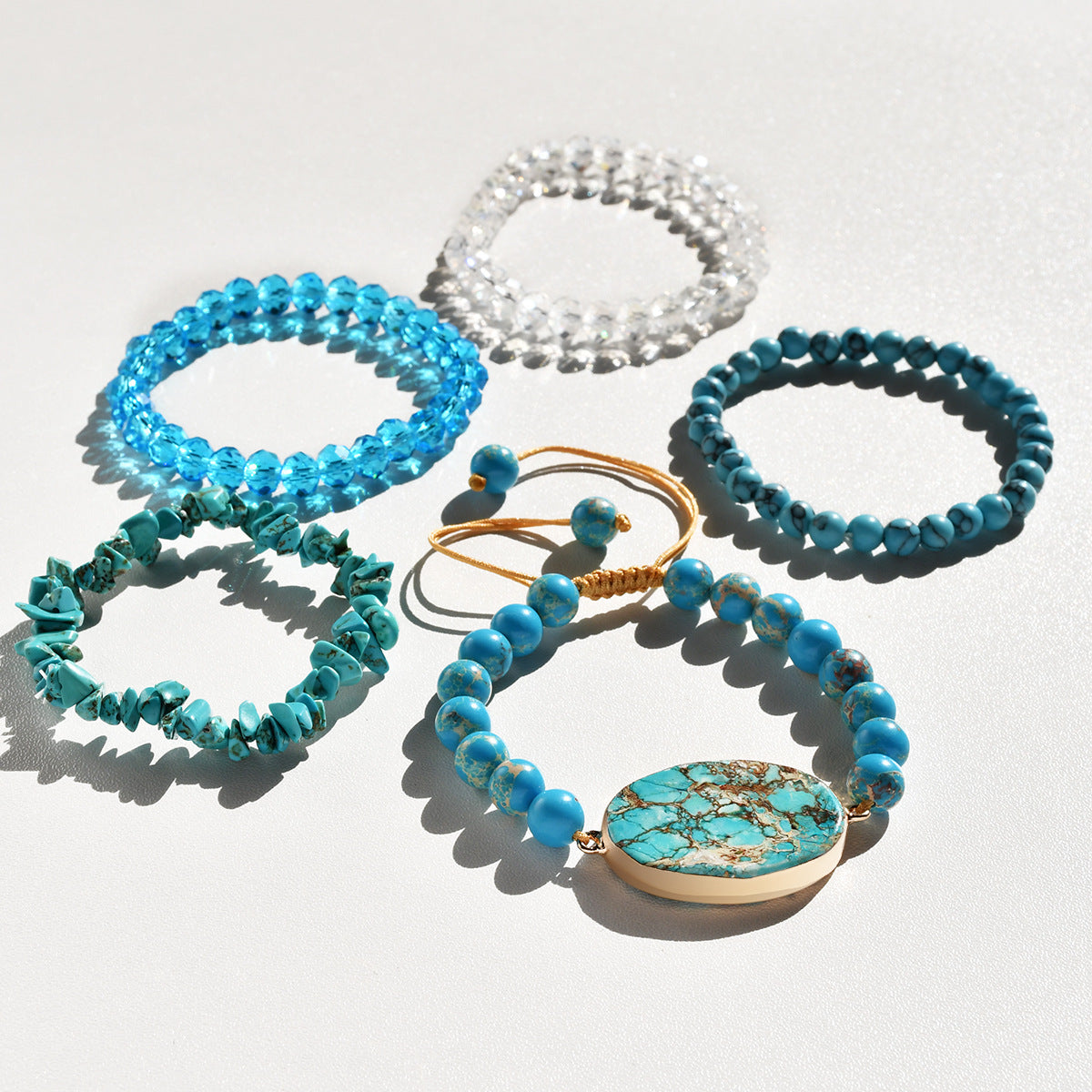 Wholesale Trendy Women' s Turquoise Bead Bracelet,  Multi-Layer Woven Crystal Bracelet,  Fashion Jewelry Accessory,  Gift for Boutique Resale