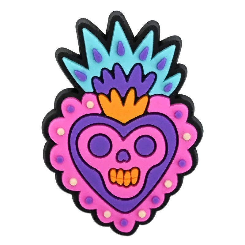 Wholesale Random 100pcs Day of the Dead  PVC Soft Rubber Shoe Buckle Decoration