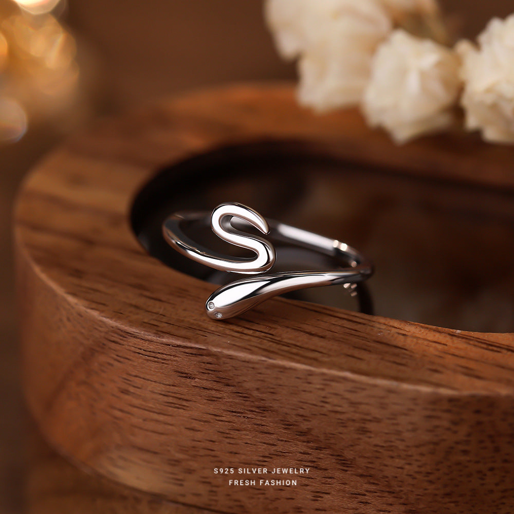 Wholesale s925 sterling silver snake open ring