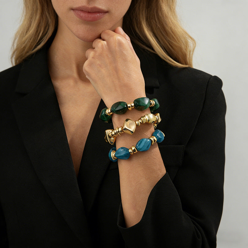 Wholesale Bohemian Style Resin Bracelet Set Elegant Irregular Design Fashion Jewelry Accessory