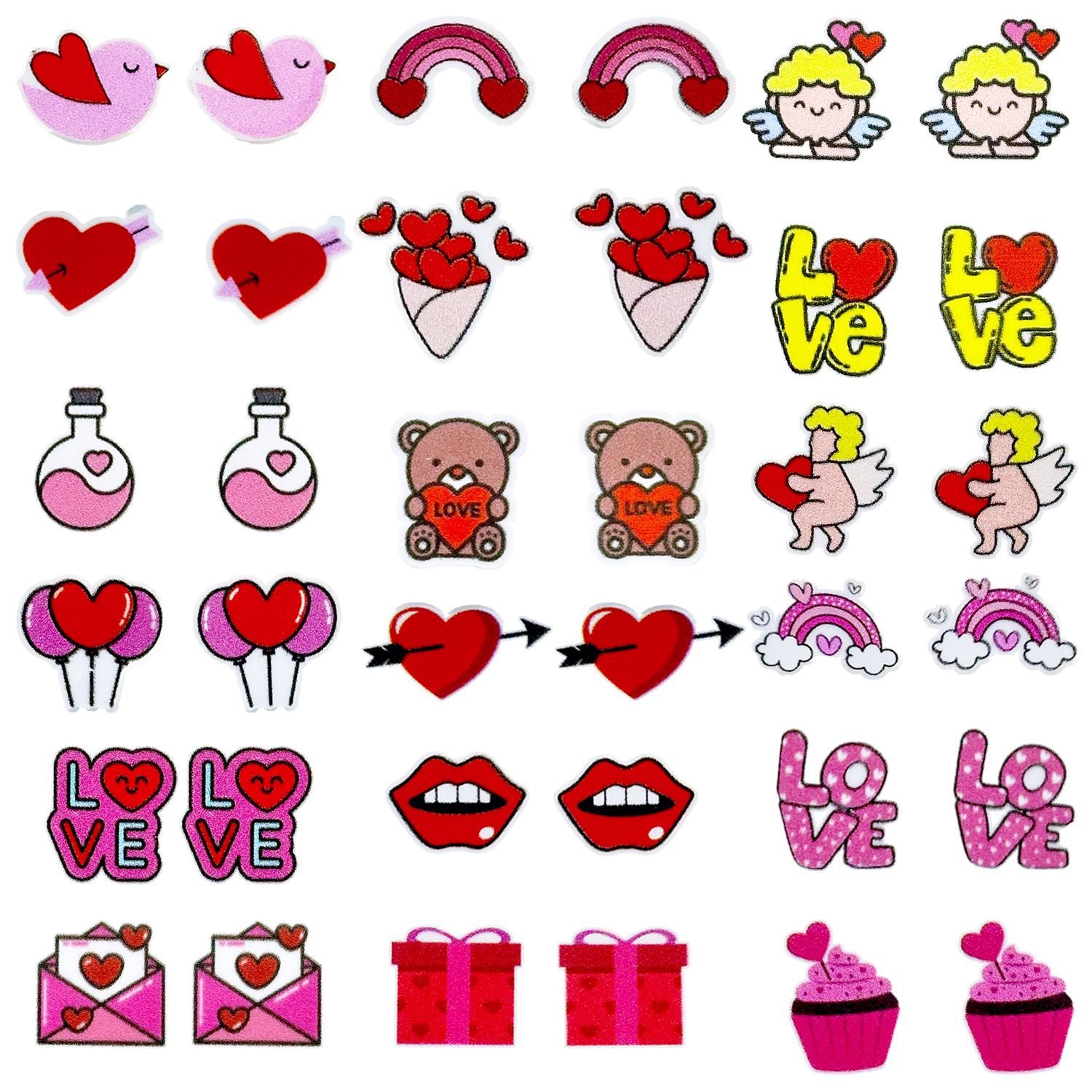 Wholesale Wooden Love Heart Cartoon Cupid Romantic Valentine's Day Earrings