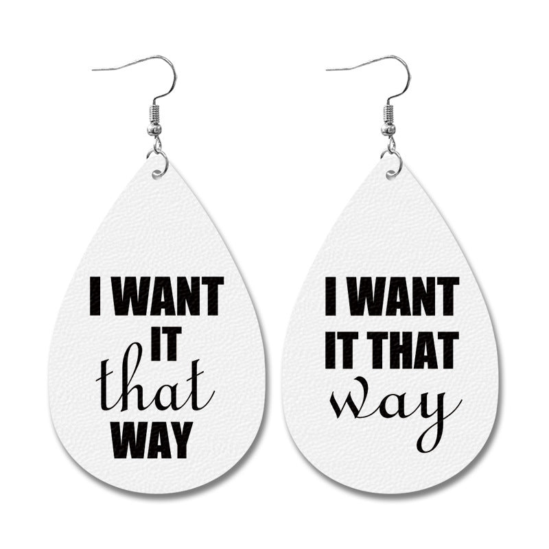 Wholesale  Retro Idol  Water Drop Leather Earrings