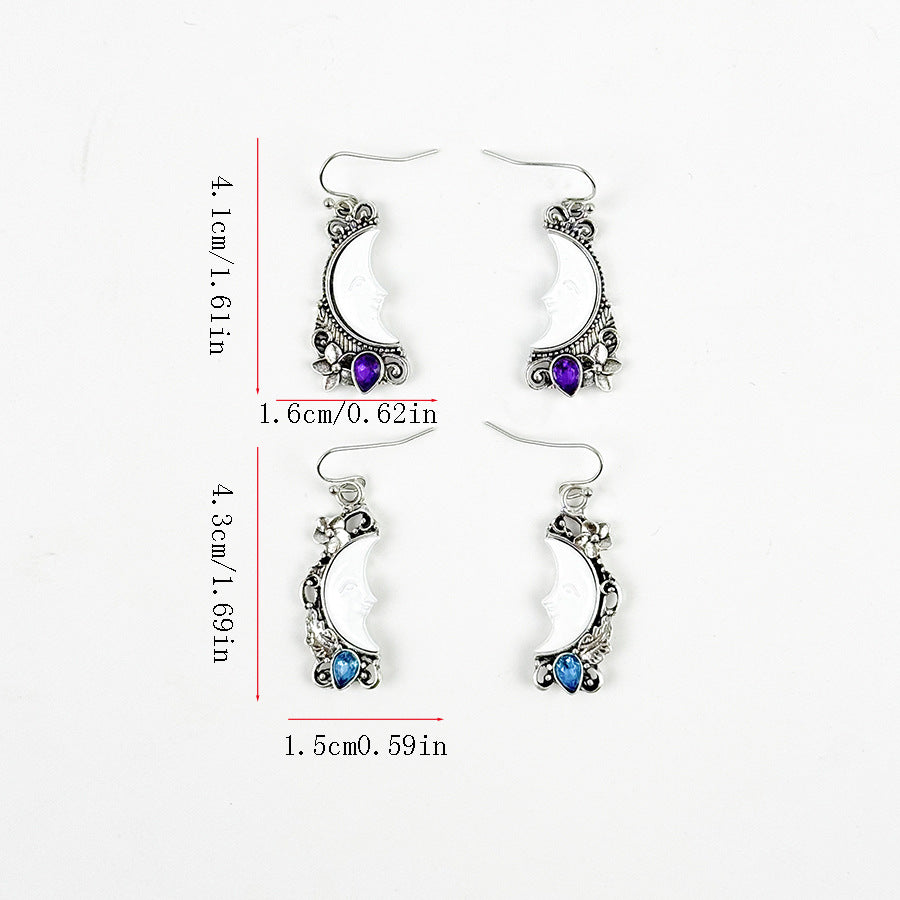Wholesale  Creative Classical Moon Goddess Face Flower Earrings