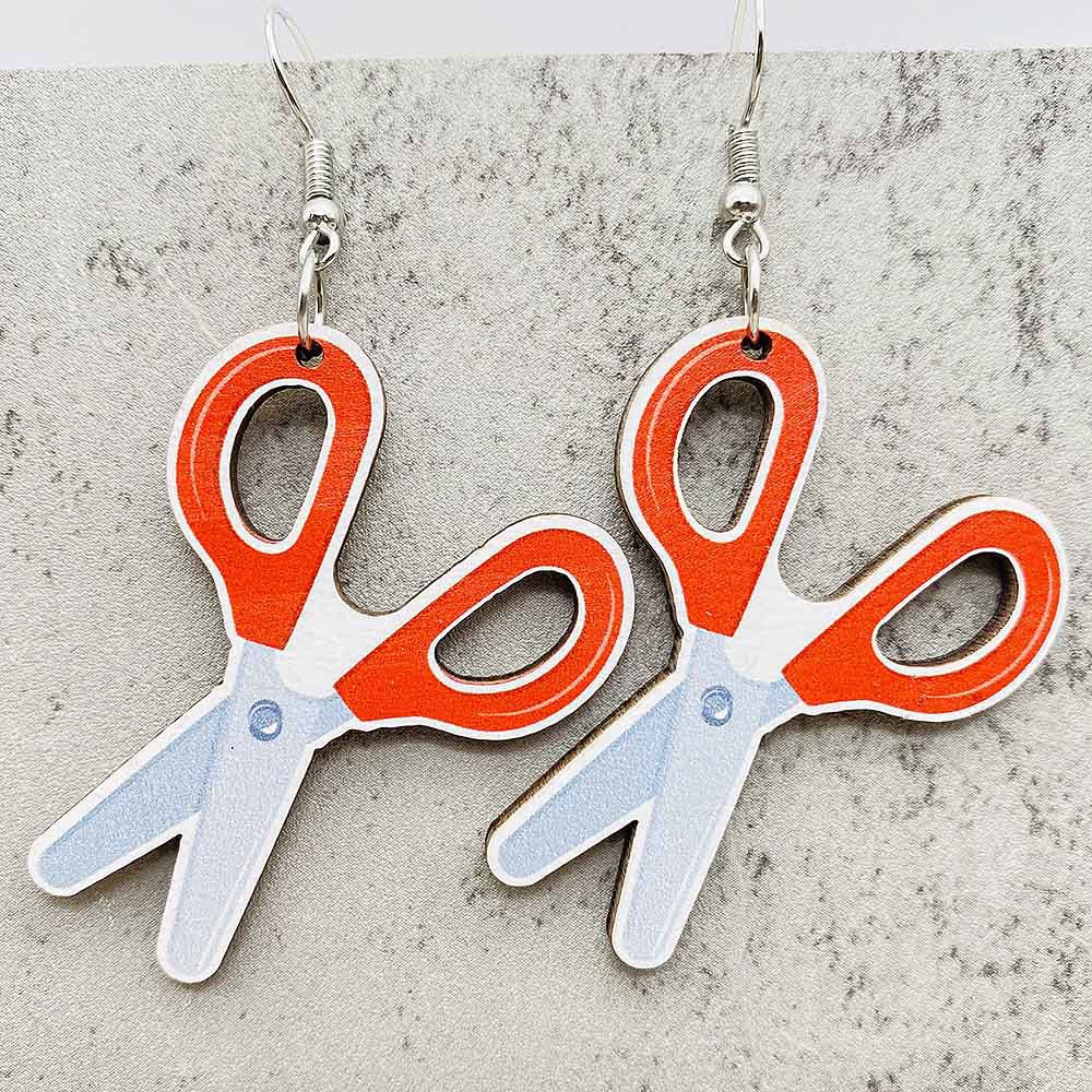 Wholesale Teachers' Day Earrings Pencil Alarm Clock Wooden Earrings