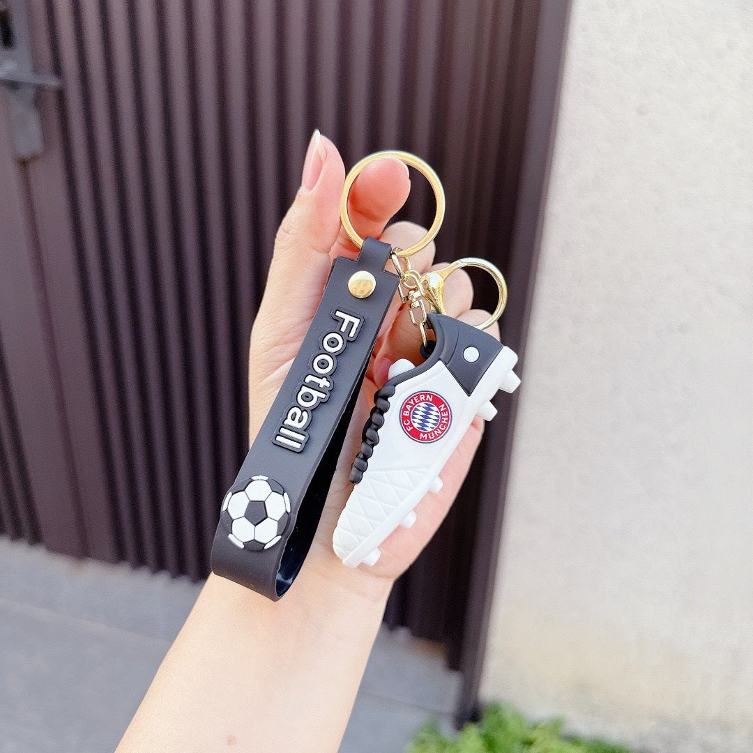 Wholesale PVC Soccer Shoe Keychain Pendant Trendy Gift for Football Fans Car Key Accessory