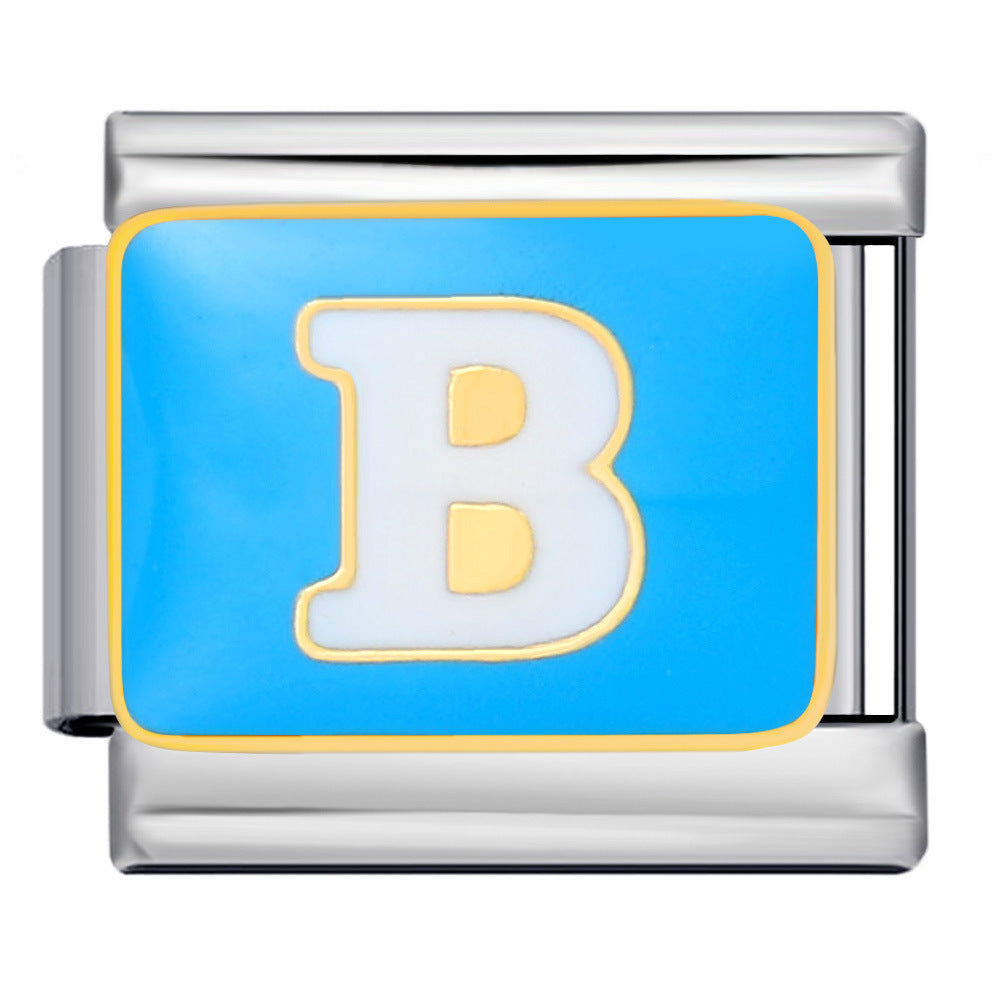 Wholesale 10pcs Italian Charm Bracelet 9mm DIY Splicing Colorful Oil-Drip Letters Stainless Steel Composable Bracelet