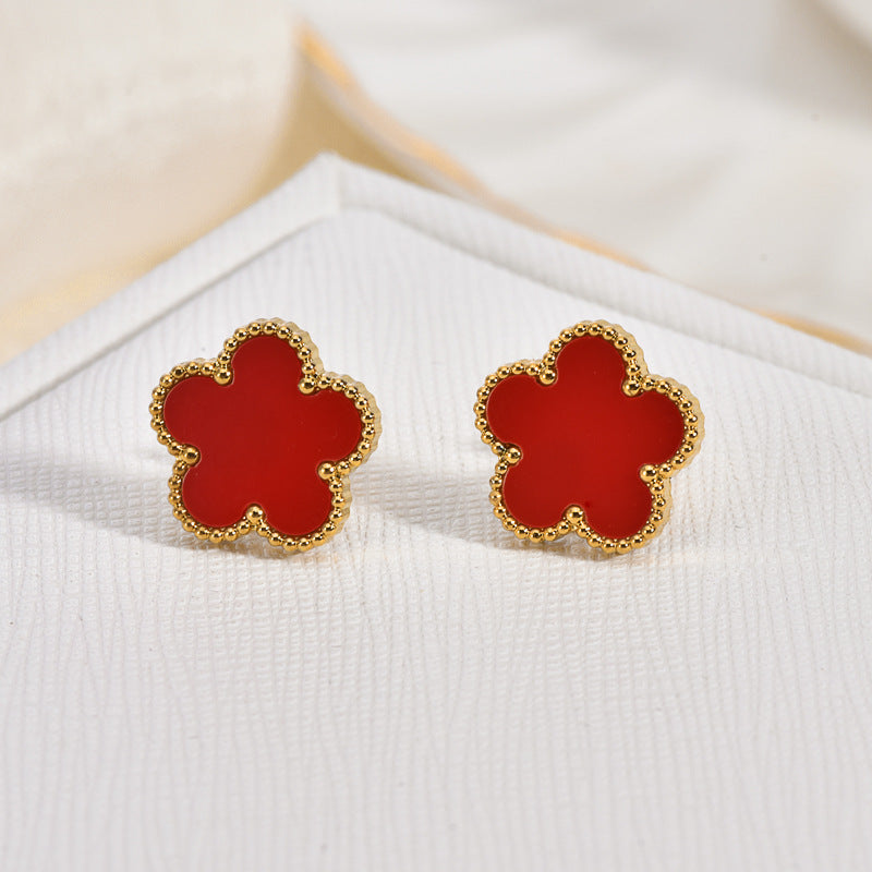 Wholesale 2PCS Stainless steel flower earrings