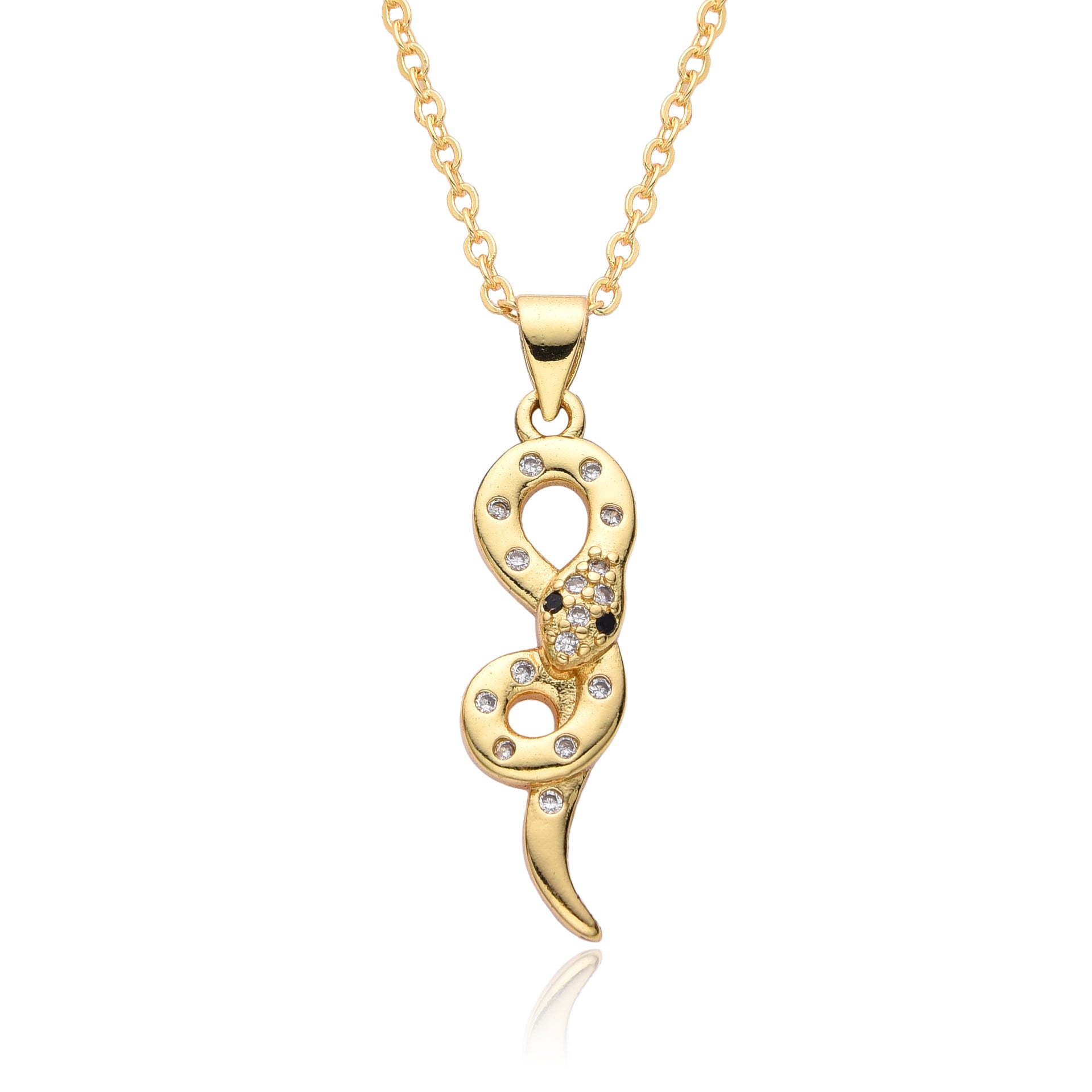 Wholesale 18K copper gold plated popular jewelry snake-shaped element pendant necklaces