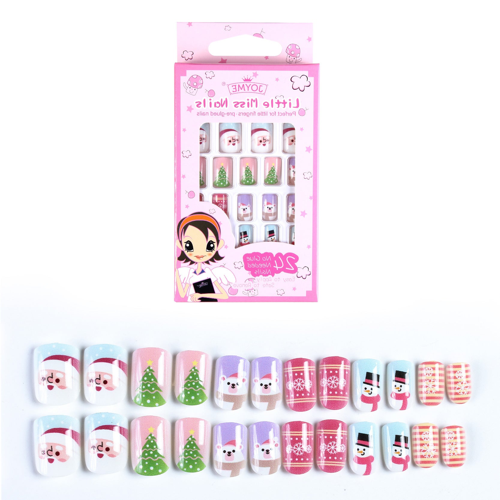 Wholesale Children's Press on Nails Kits 24 Solid Color Back Glue Nail Art Pieces ACC-NS-XKQ004