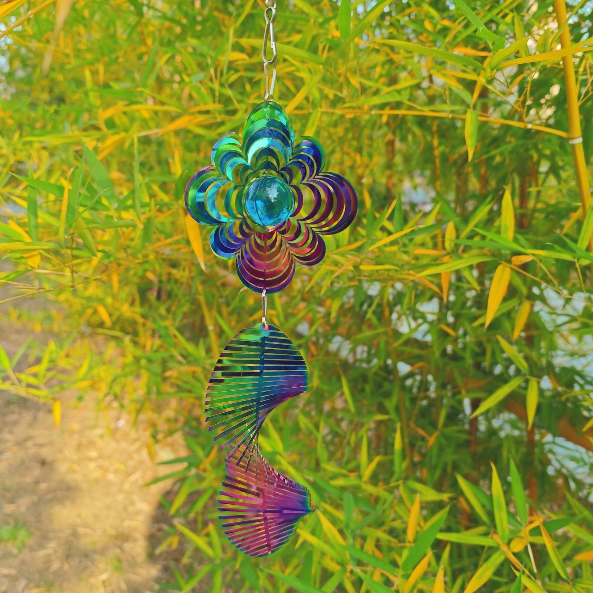 Wholesale Stainless Steel Flower Rotating Wind Chime