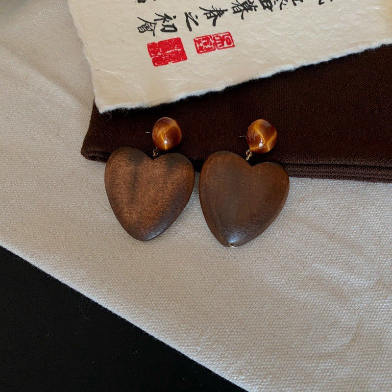 Wholesale Stylish Wooden Geometric Earrings Handmade New Chinese Style Fashion Accessory