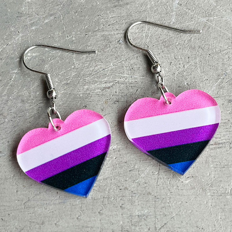 Wholesale 2 Pairs/pack LGBT Rainbow Heart Acrylic Earrings ACC-ES-HY065