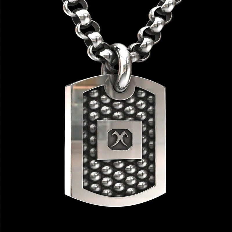 Wholesale Dark Hip-Hop Skull Square Silver-Plated Vintage Necklace