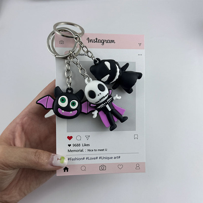 Wholesale 3D PVC Cartoon Pumpkin Pendant Keychain  Decorative Accessory