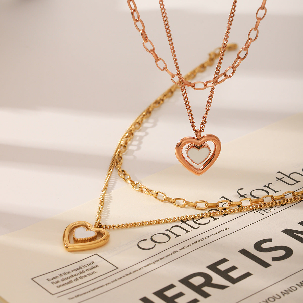 Wholesale  Stainless Steel Gold-plated Heart-shaped Pendant Necklace