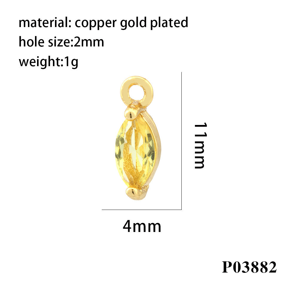 Wholesale 18K gold-plated micro-inlaid zircon colorful geometric marquise pendant