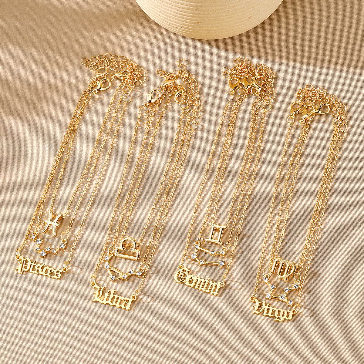 Wholesale 12-constellation alloy anklet r 12-star gold diamond-encrusted anklet