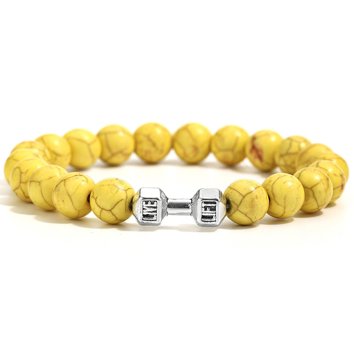 Wholesale Handmade Yoga Dumbbell Bracelet White Turquoise Beads Adjustable Unisex Fashion Accessory Gift Boutique Resale