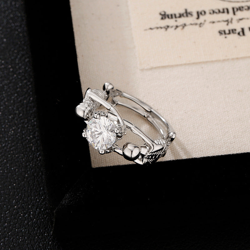 Wholesale Dark Night Ghost Retro Punk Style Skull Skeleton Zircon Ring