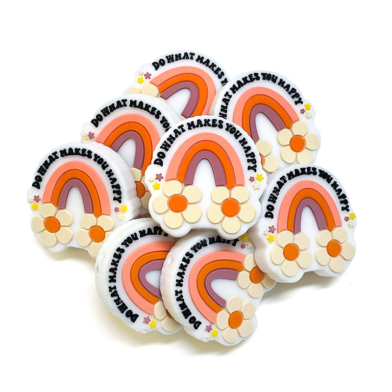 Wholesale 10pcs Flower Rainbow Focal Beads DIY Bead Accessories ACC-BDS-WDX132