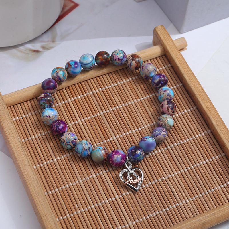 Wholesale Colorful Emperor Stone Bracelet Love Pendant Bracelet Heart Bracelets ACC-BT-Yima010