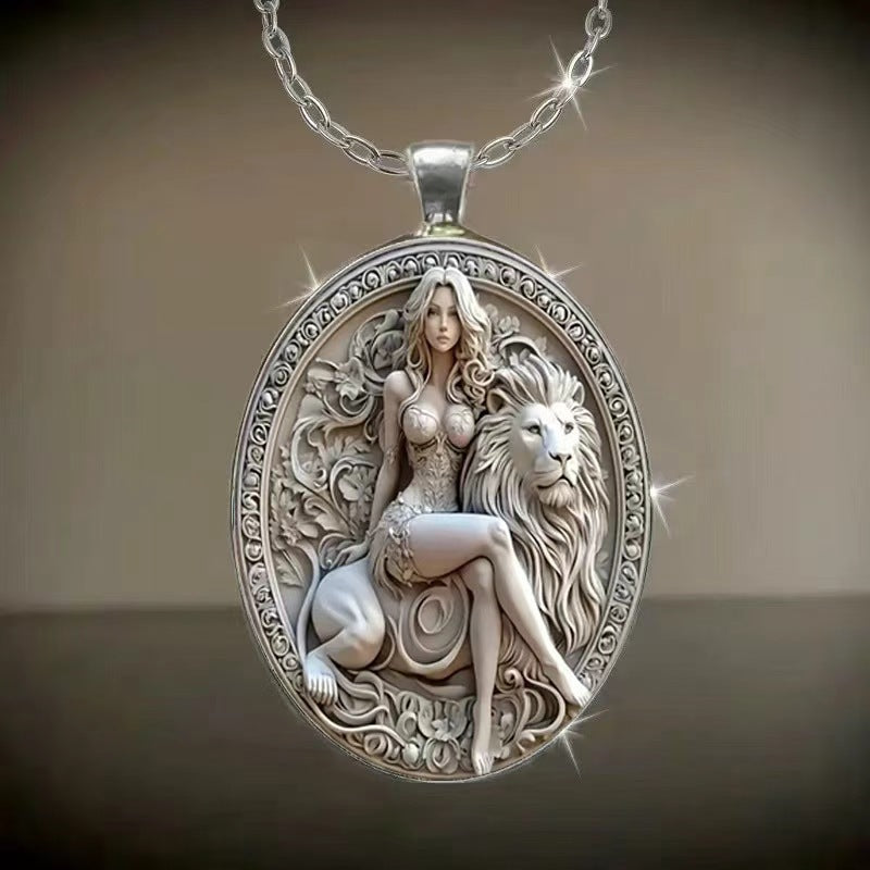 Wholesale Oval Crow Witch Pendant Necklace Alloy Fashion Jewelry Gift for Everyday Wear