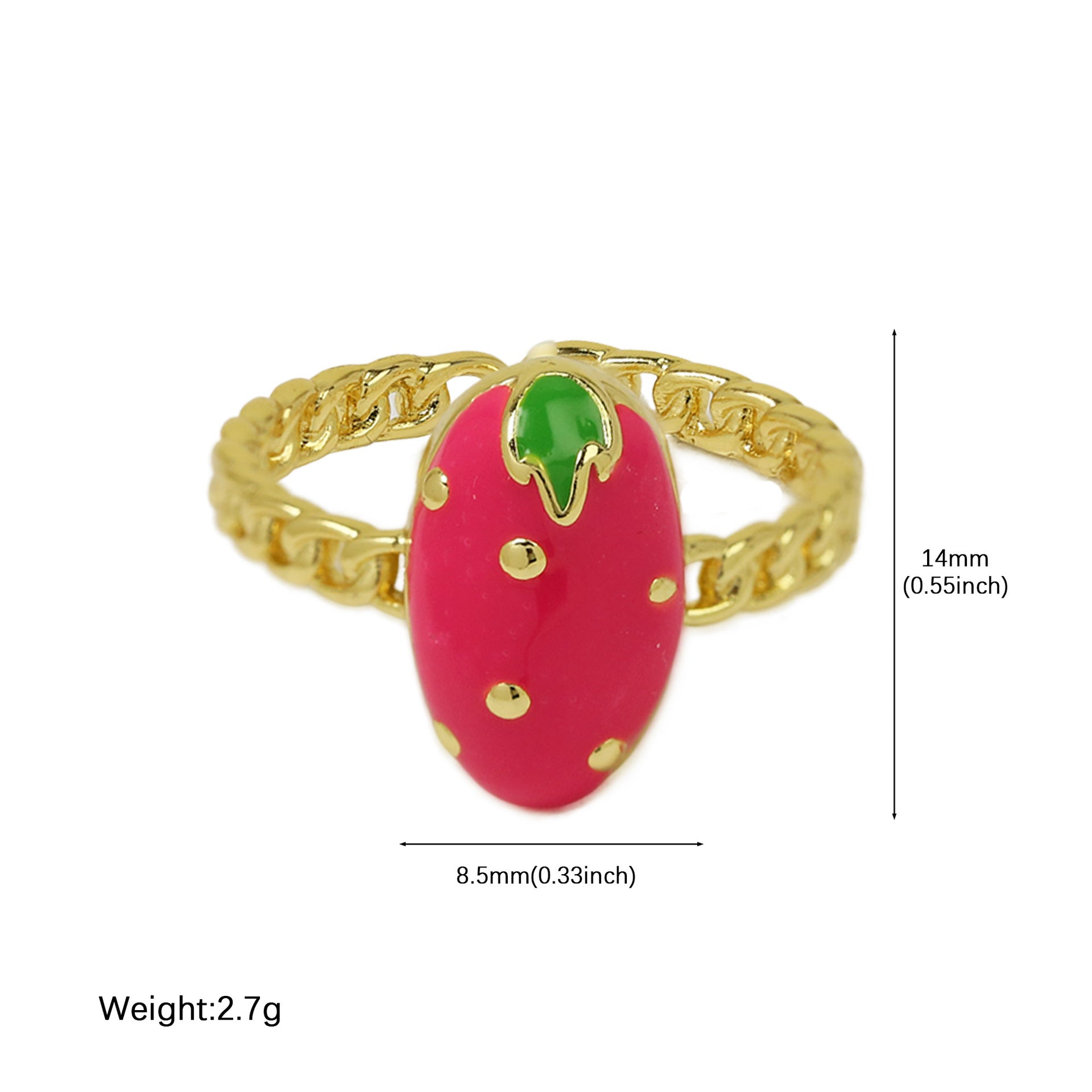 Wholesale  color drop strawberry cherry ring