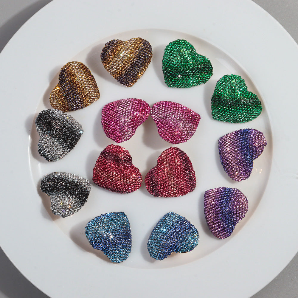 Wholesale Gradient Color Rhinestone Metal Earrings ACC-ES-ChouD004