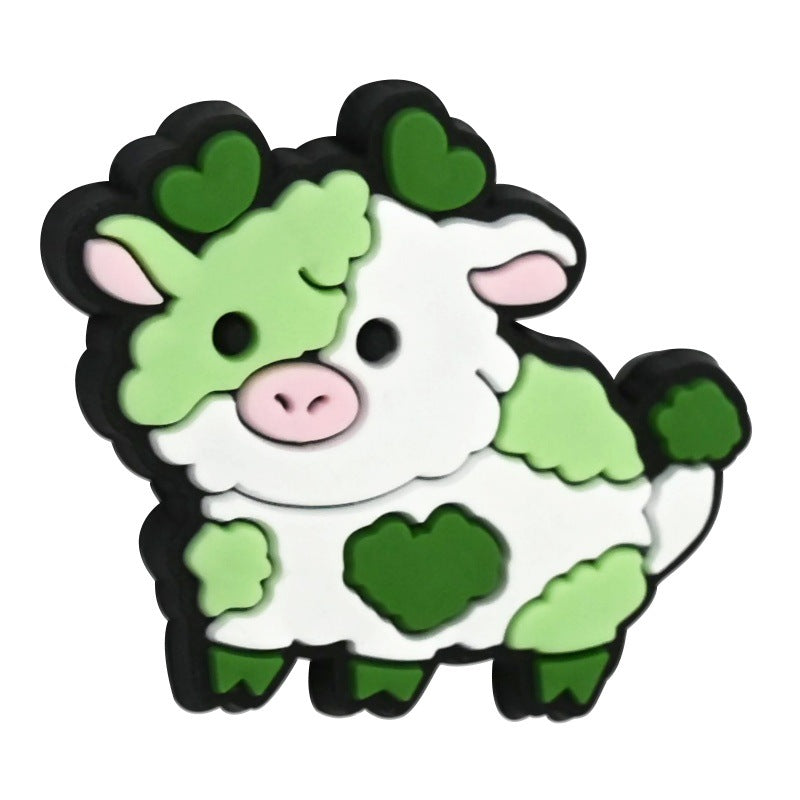 Wholesale Random 100pcs PVC Soft Rubber Colored Cow Series Focal Beads for DIY Beadable Pens