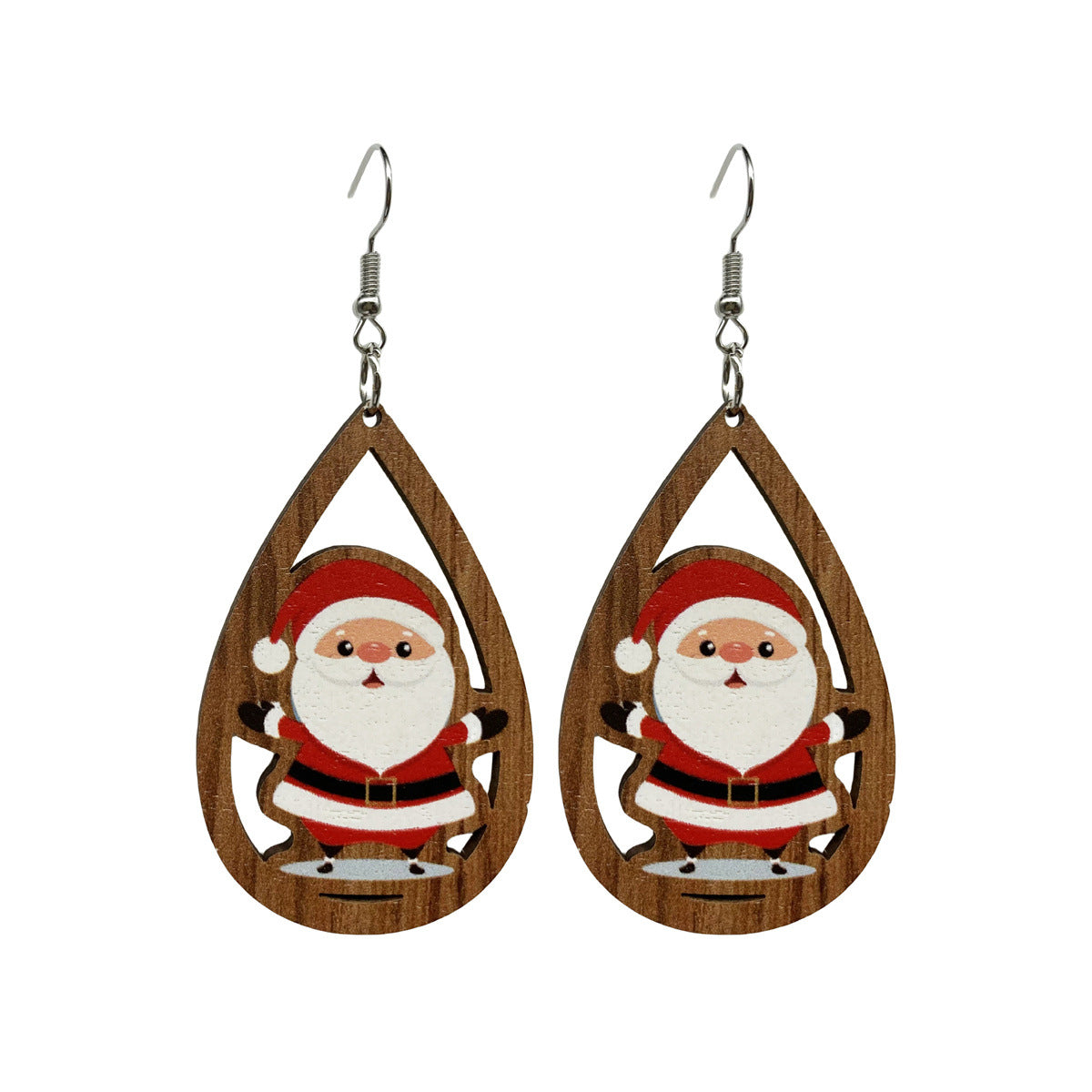 Wholesale Christmas Santa Claus Fungus Ornaments Wood Earrings ACC-ES-FX064