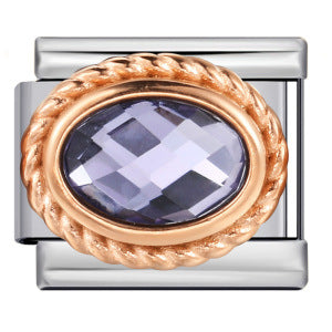 Wholesale  Italian Charm Bracelet 9mm DIY Oval Micro-Inlaid Colored Stone Creative Stainless Steel Composable Bracelet