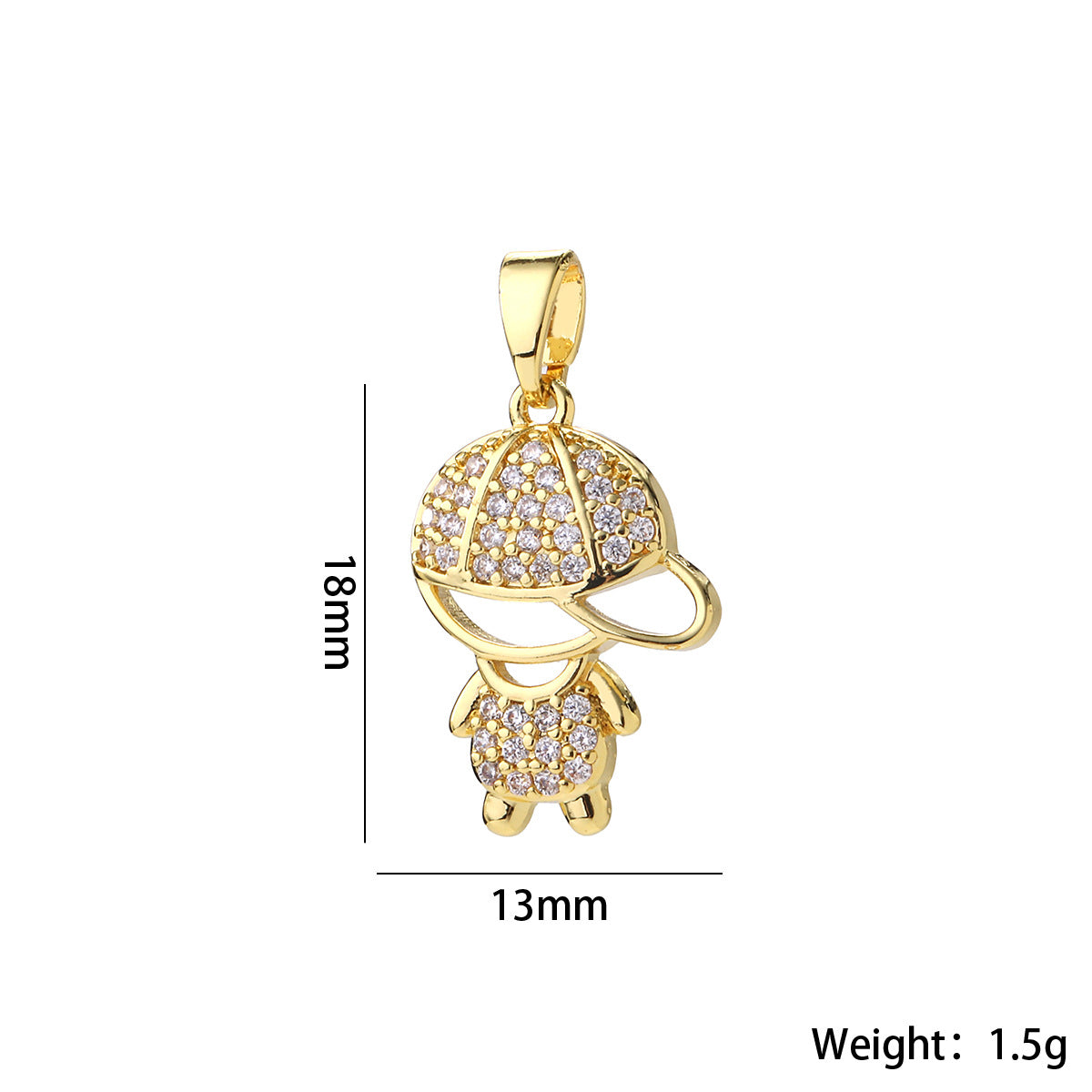 Wholesale Cute Love Heart Girl Pendant Gold Plated Brass Zircon Chic Necklace Accessory For Women