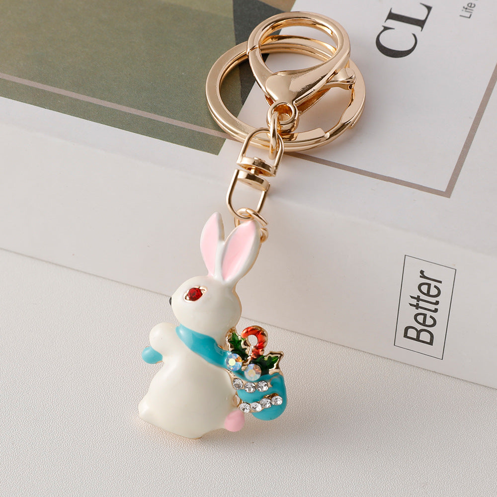 Wholesale Christmas series  cute Christmas tree dripping metal keychain