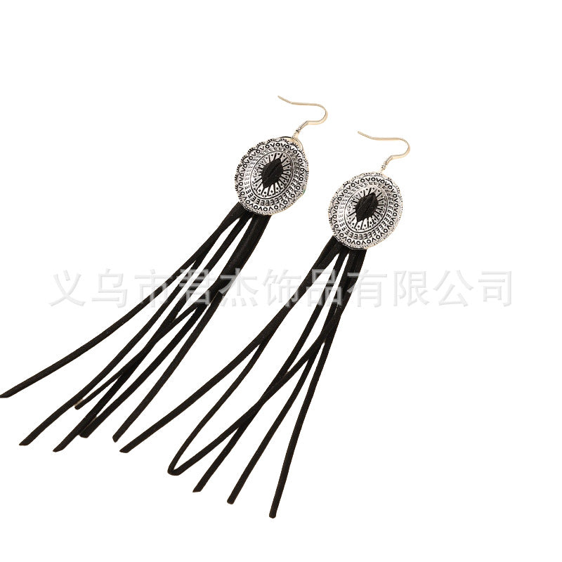 Wholesale Bohemian Long Leather Tassel Earrings ACC-ES-JunJie019