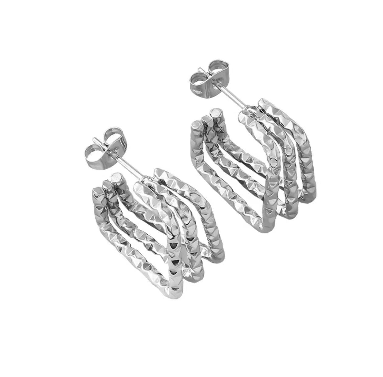 Wholesale Stainless steel twisted pattern,  luxurious and sophisticated square titanium steel stud earrings