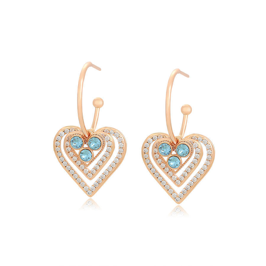 Wholesale Love Blue Crystal Multi-layer Earrings