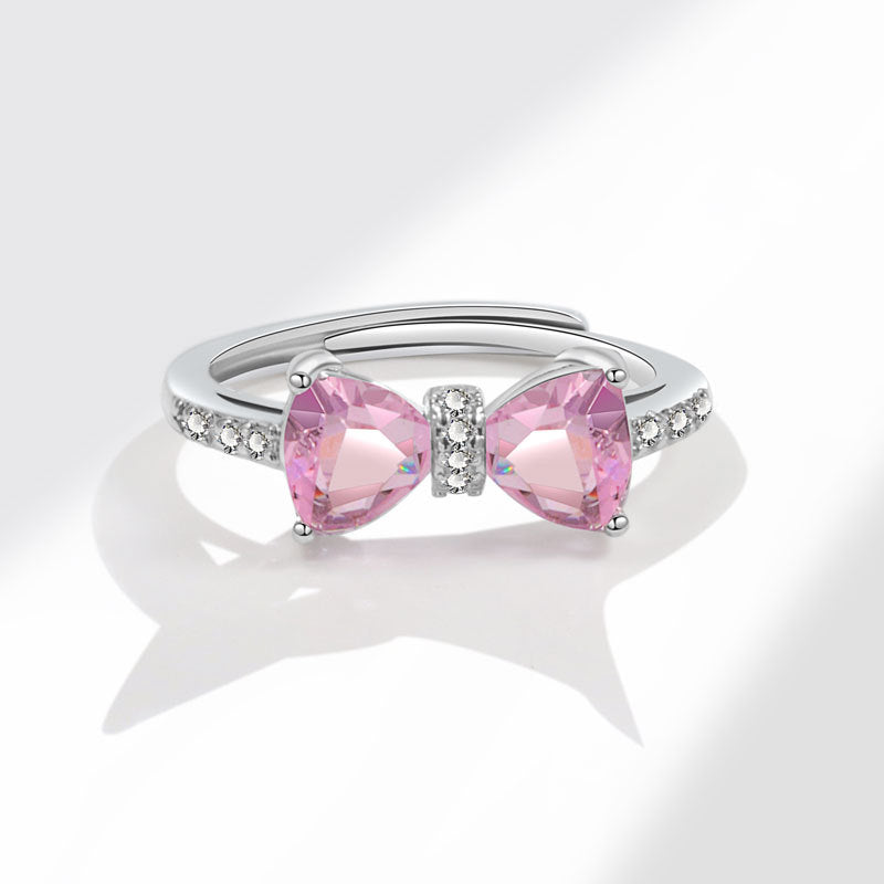 Wholesale Pink Crystal Butterfly Ring Index Finger Butterfly Rings Adjustable Rings ACC-RS-YJY003