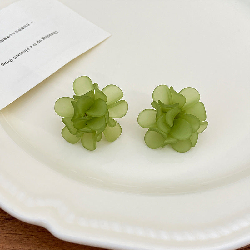 Wholesale Versatile Summer Fresh Green Floral Stud Earrings