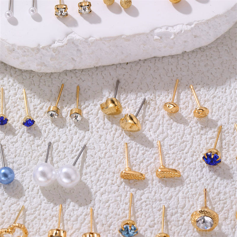 Wholesale diamond compact exquisite love pearl geometric combination female earrings