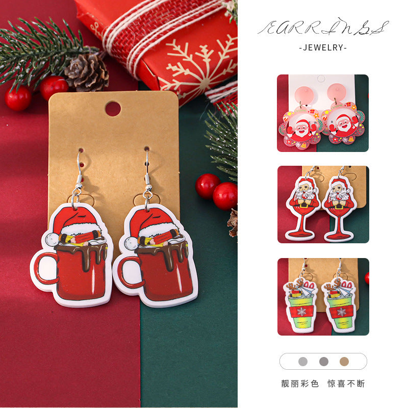 Wholesale Festive atmosphere Christmas earrings for women niche party gift acrylic earrings