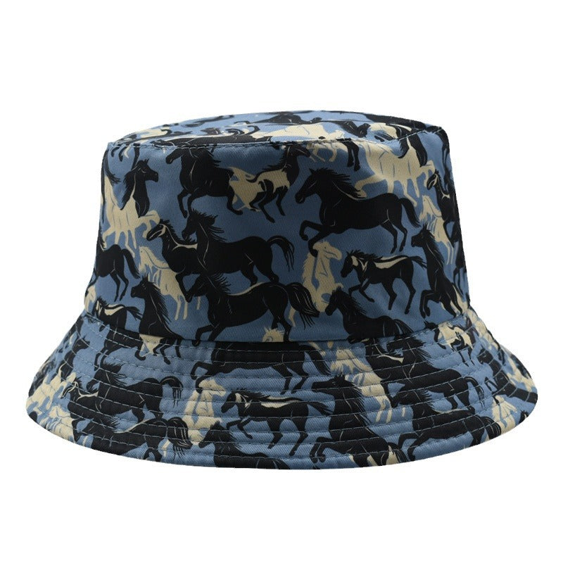 Wholesale  cartoon animal retro fisherman hat printed double-sided  sunshade hat