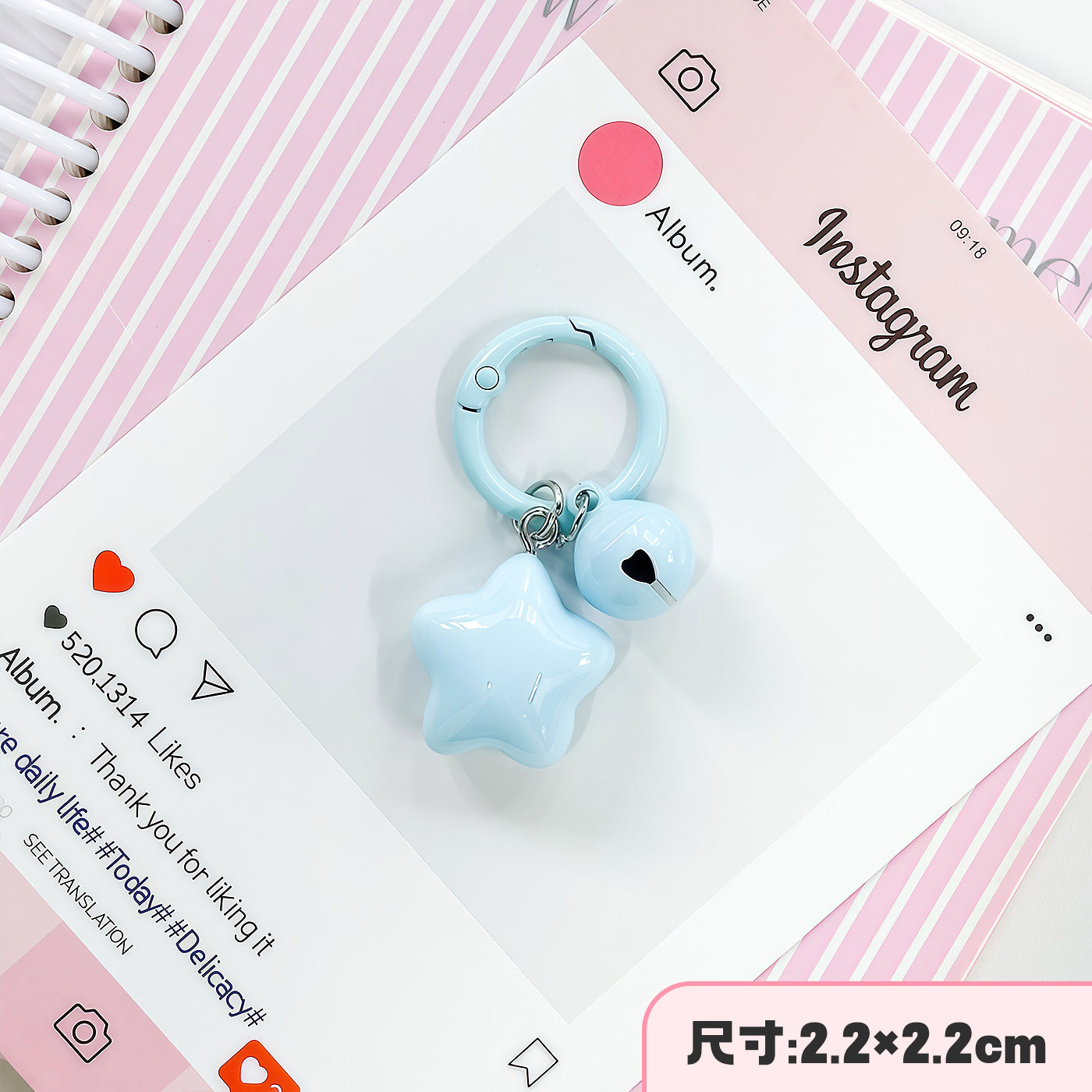 Wholesale Cute Chubby Star Bell Keychain Pendant Colorful Plastic Resin Bag Charm